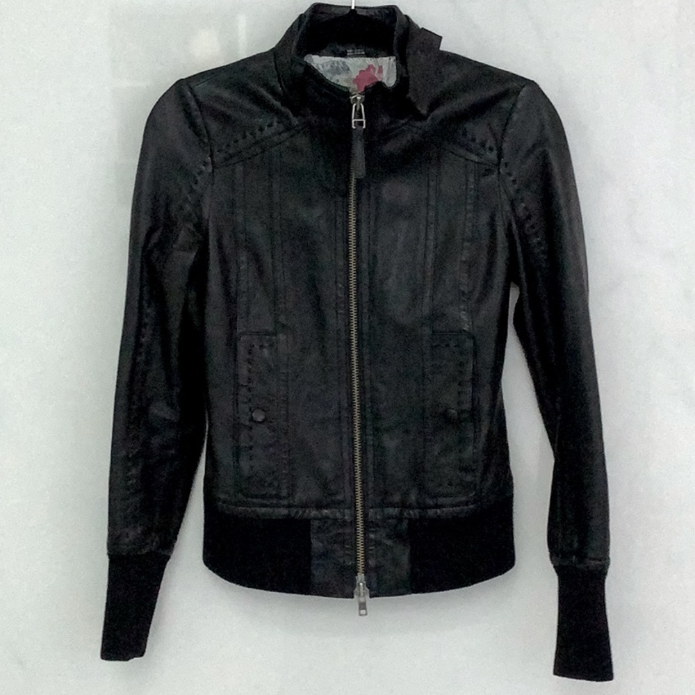 Mackage x Aritzia black leather jacket size extra small